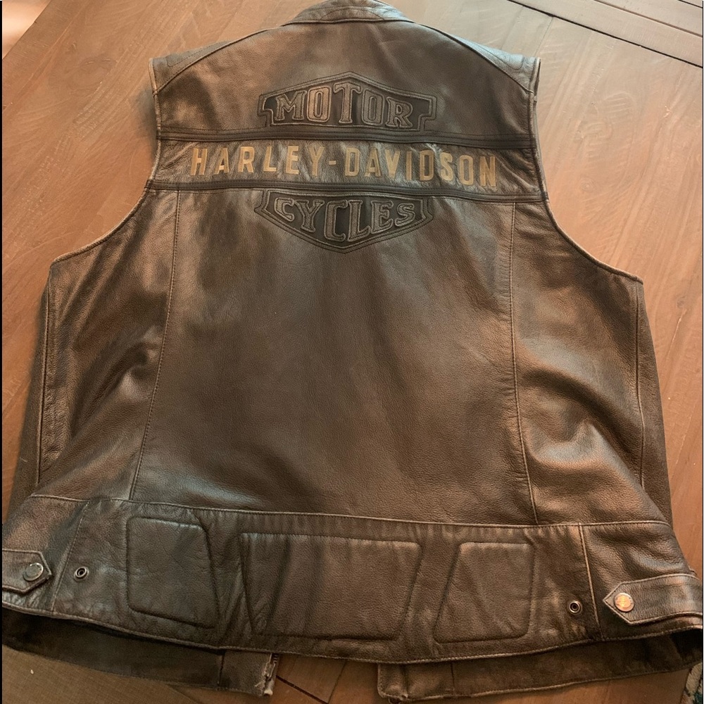 Distressed leather Harley Davidson Vest 2XL